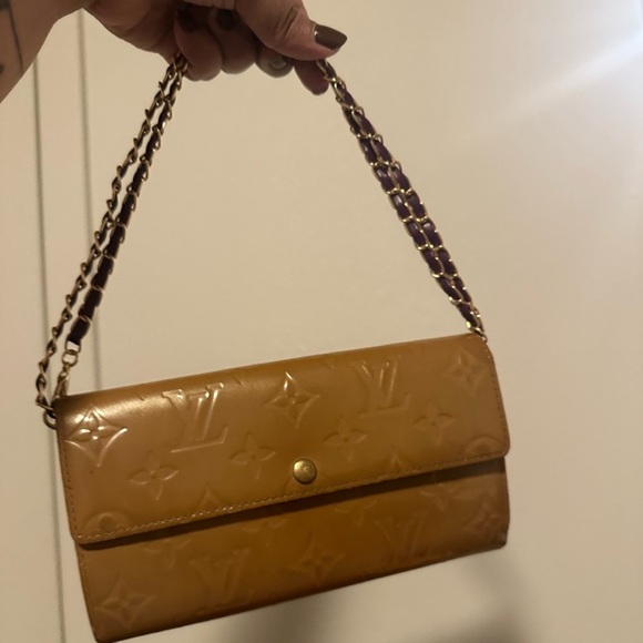 Louis Vuitton Bronze Vernis Porte-Tresor Wallet on Chain (WOC) - Authentic - Picture 3 of 6